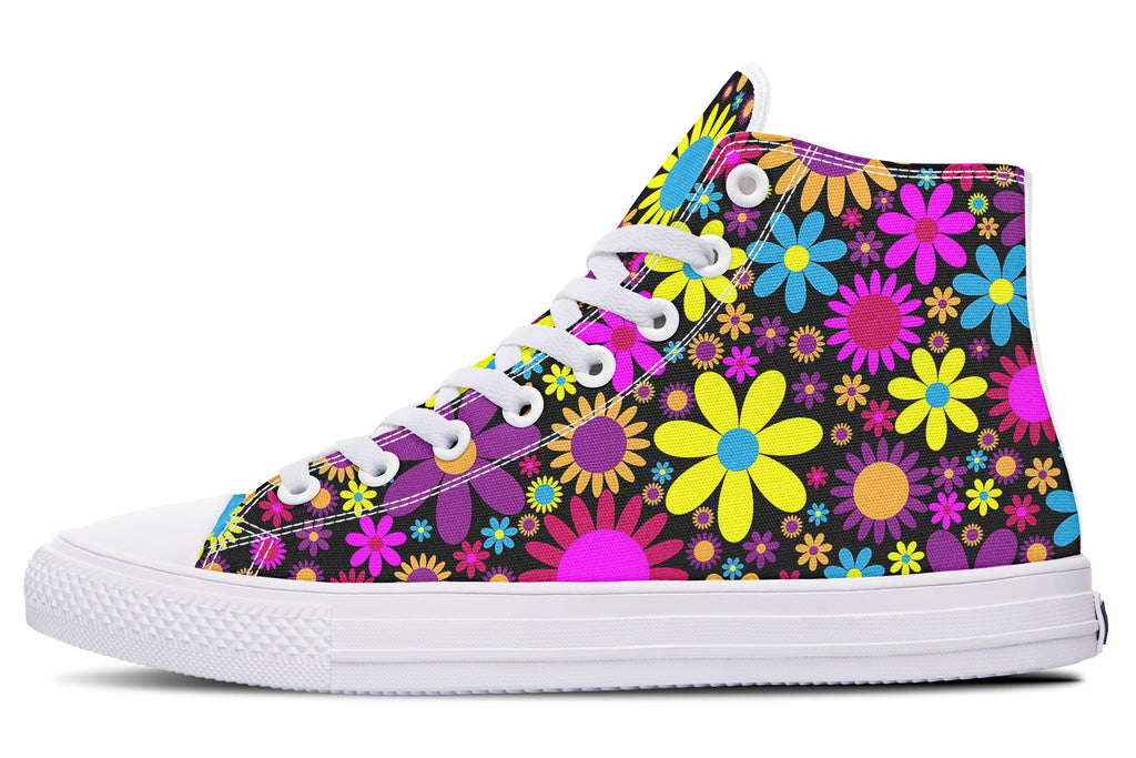 Funky Retro Flowers High Tops (Wide)