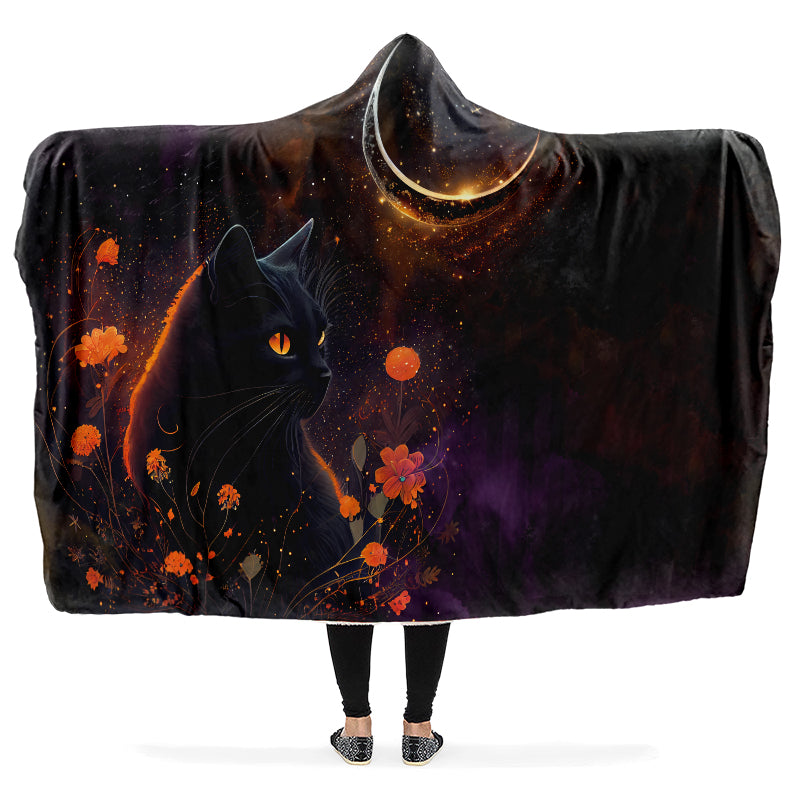 Black Cat Hooded Blanket - Offbeat Sweetie