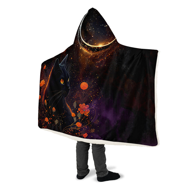 Black Cat Hooded Blanket - Offbeat Sweetie