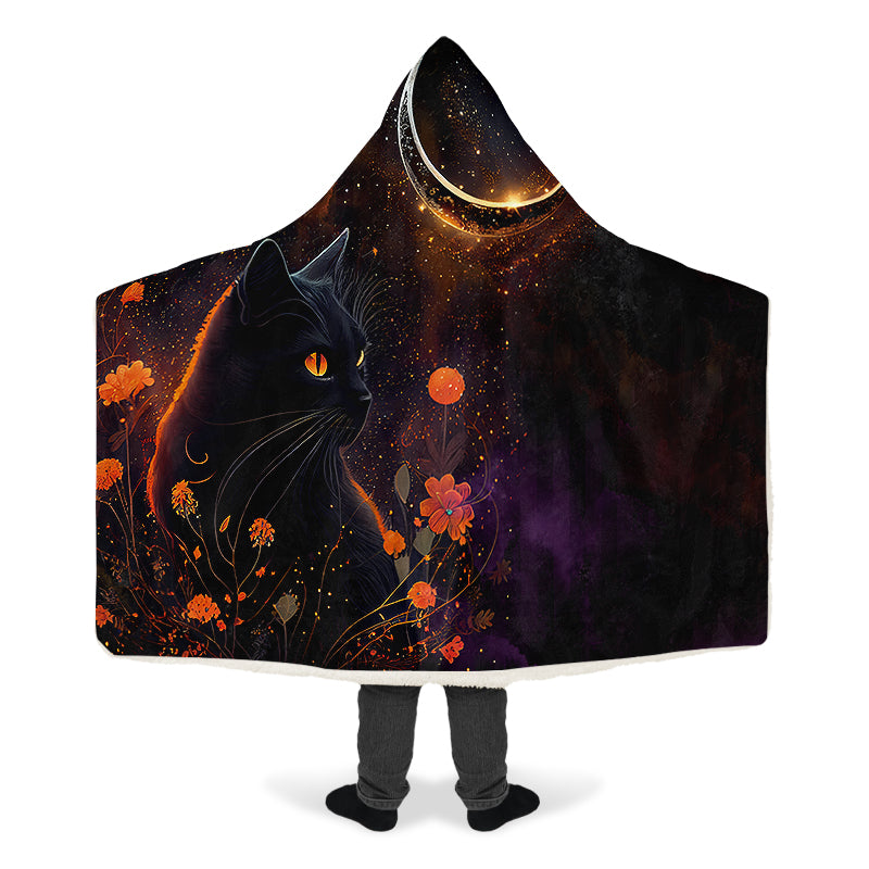 Black Cat Hooded Blanket - Offbeat Sweetie