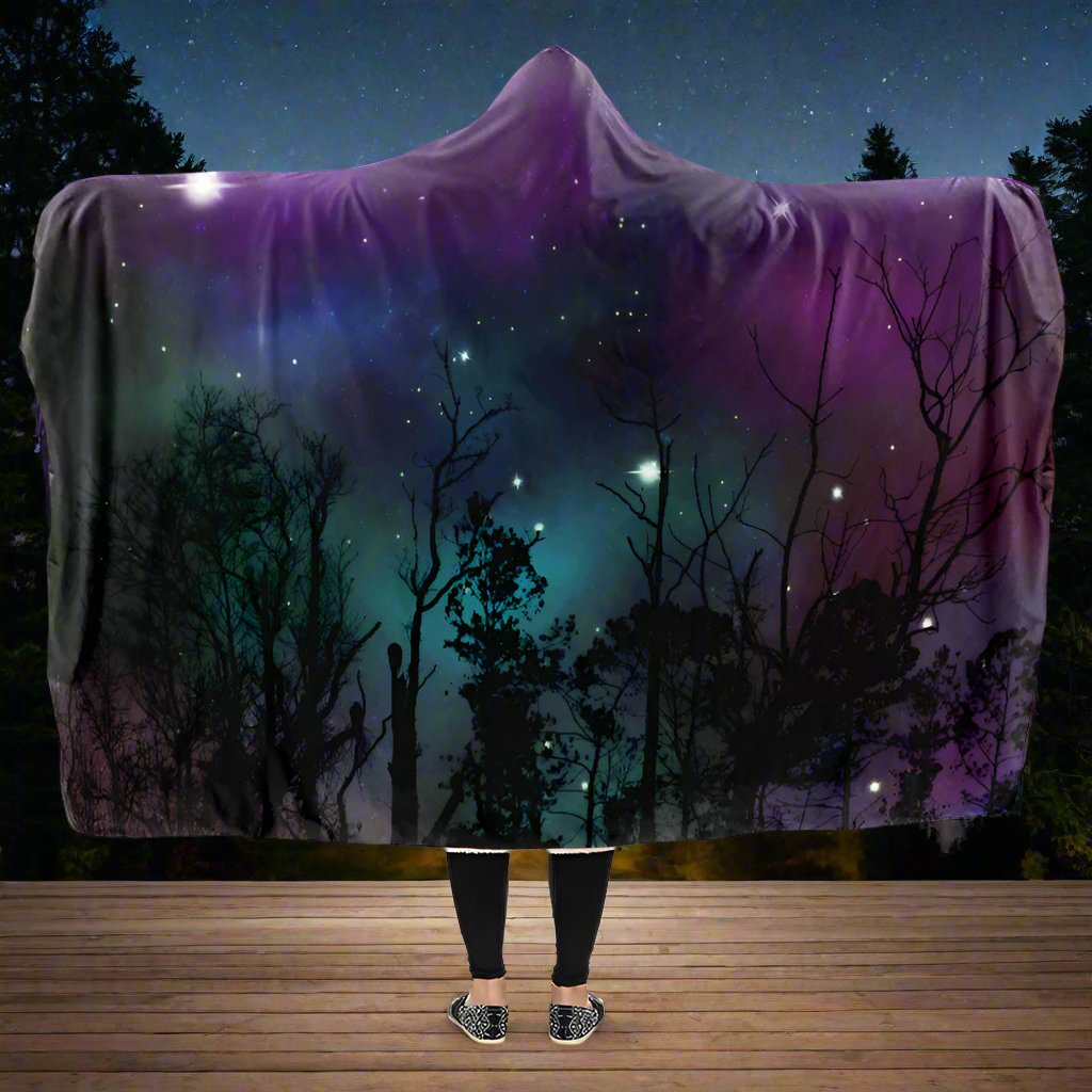 Forest And Stars Hooded Blanket - Offbeat Sweetie
