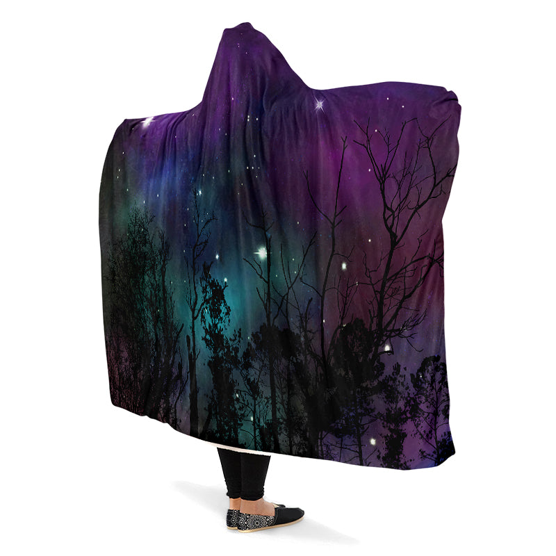 Forest And Stars Hooded Blanket - Offbeat Sweetie