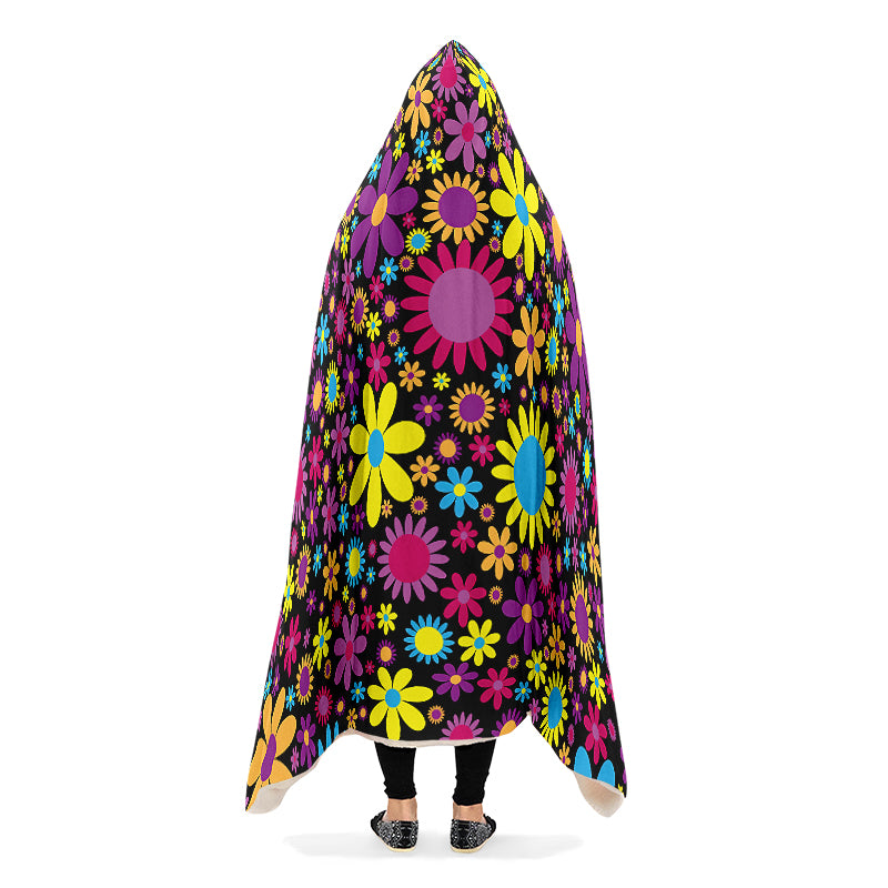 Funky Retro Flowers Hooded Blanket - Offbeat Sweetie