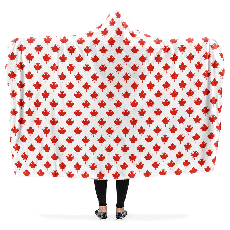 Maple Leaves White Hooded Blanket