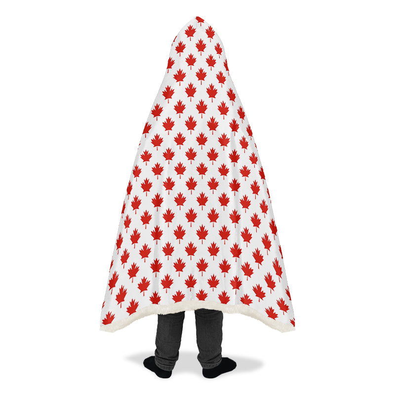 Maple Leaves White Hooded Blanket