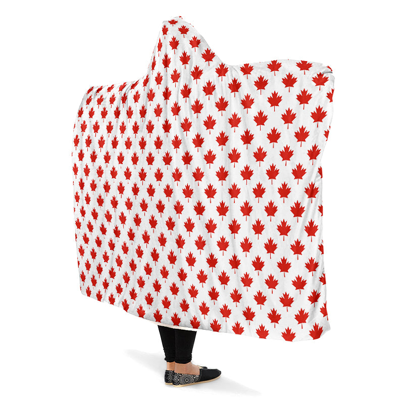 Maple Leaves White Hooded Blanket