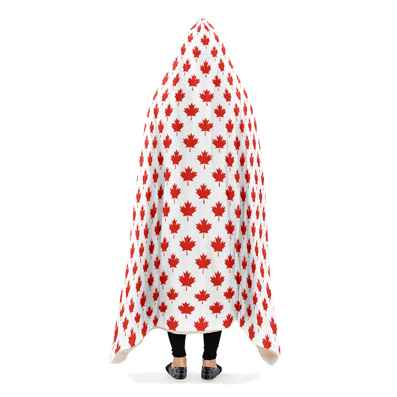 Maple Leaves White Hooded Blanket