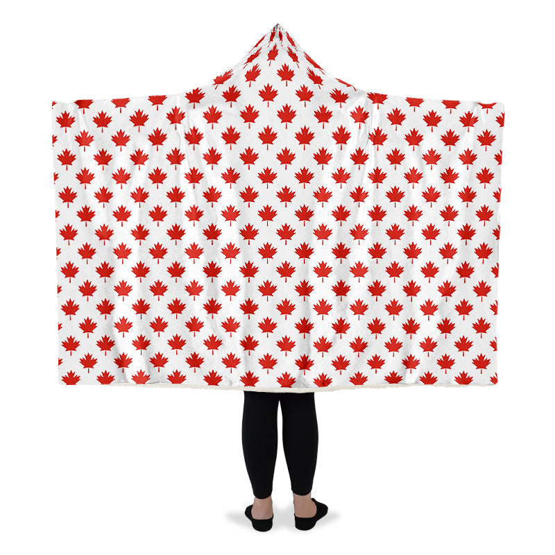 Maple Leaves White Hooded Blanket