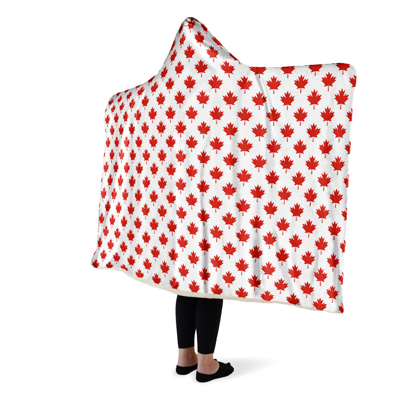 Maple Leaves White Hooded Blanket