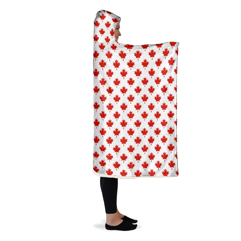 Maple Leaves White Hooded Blanket