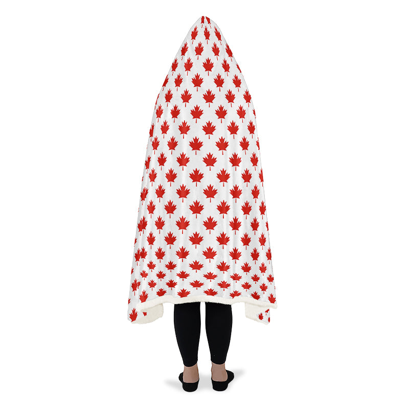 Maple Leaves White Hooded Blanket