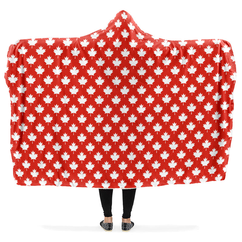 Maples Leaves Red Hooded Blanket