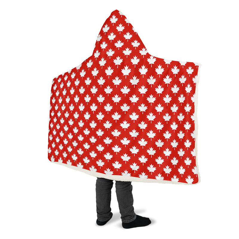 Maples Leaves Red Hooded Blanket
