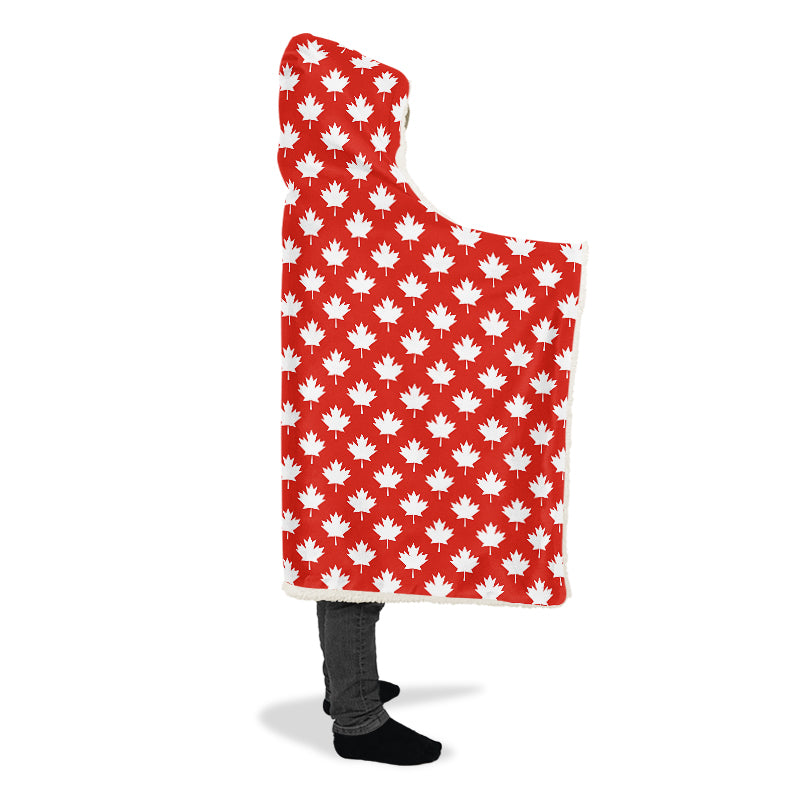 Maples Leaves Red Hooded Blanket