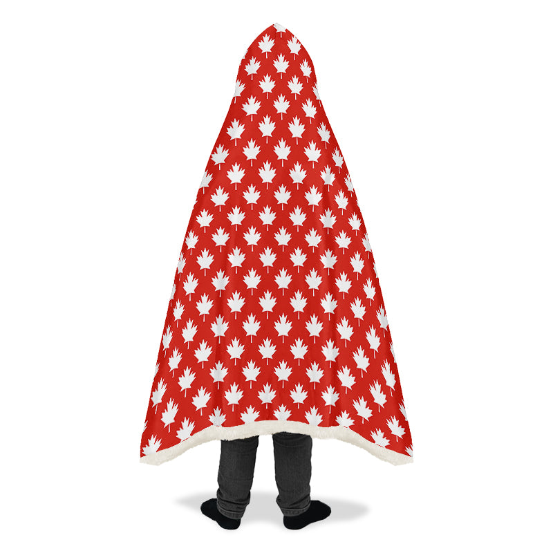 Maples Leaves Red Hooded Blanket