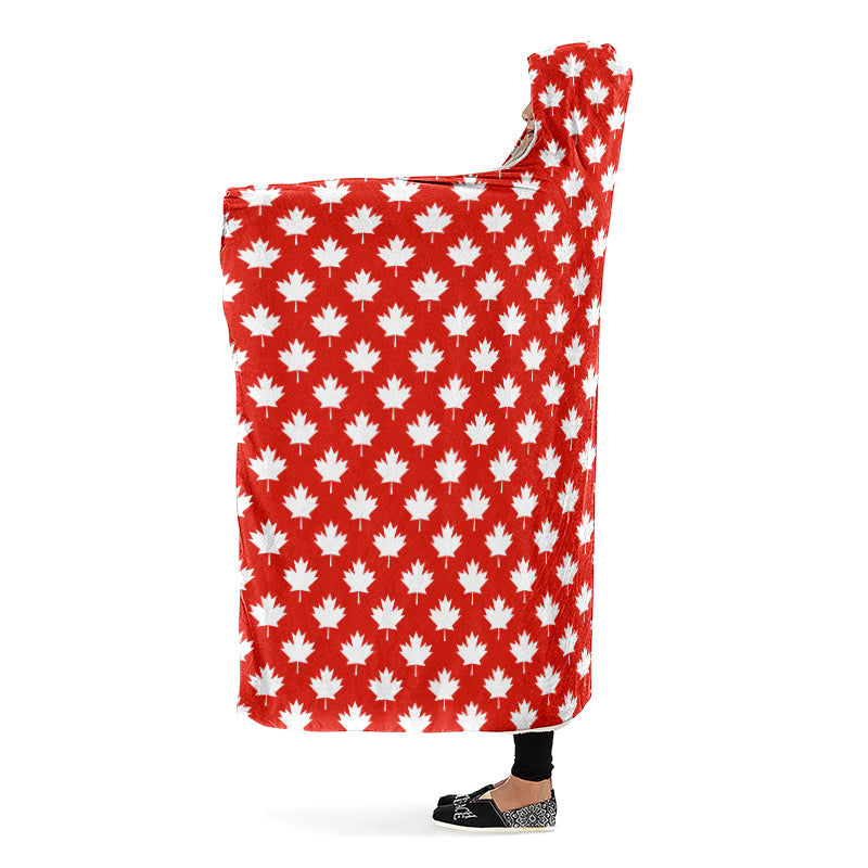 Maples Leaves Red Hooded Blanket