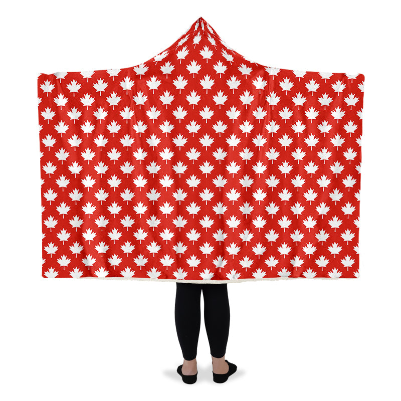 Maples Leaves Red Hooded Blanket