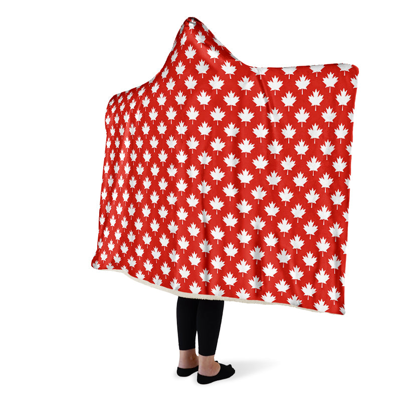 Maples Leaves Red Hooded Blanket