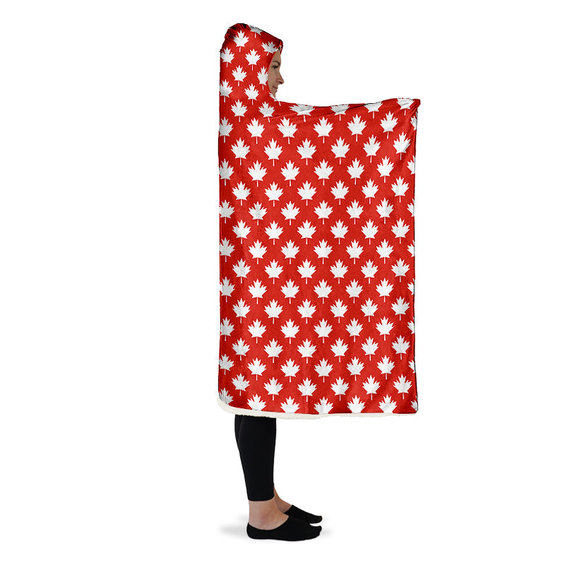 Maples Leaves Red Hooded Blanket