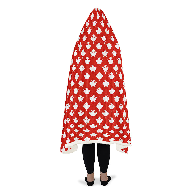 Maples Leaves Red Hooded Blanket