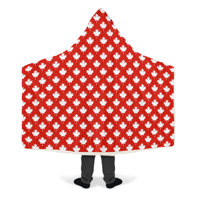 Maples Leaves Red Hooded Blanket