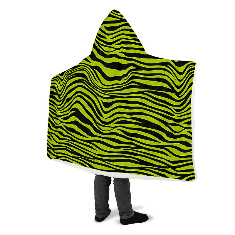 Neon Zebra Hooded Blanket