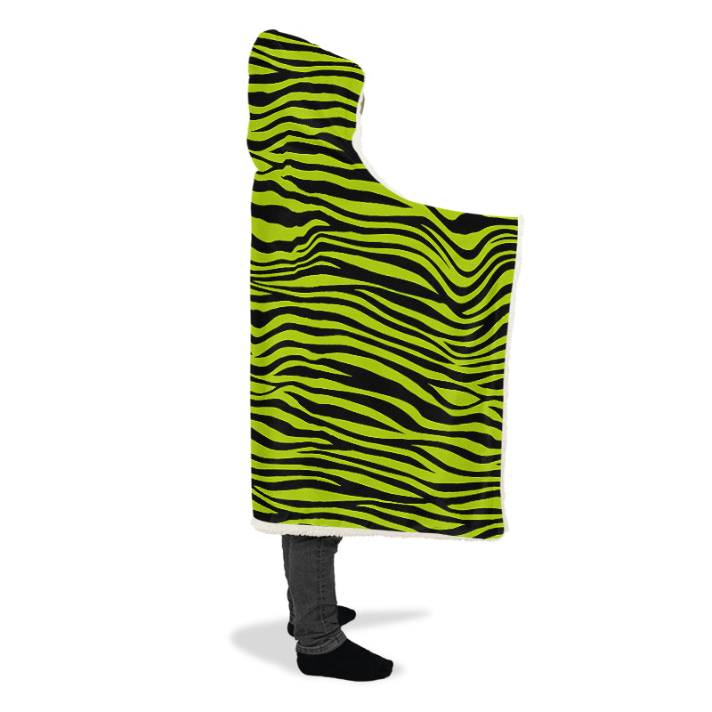 Neon Zebra Hooded Blanket