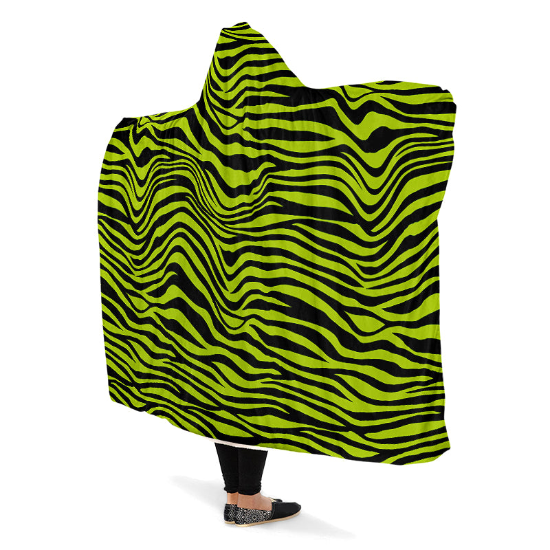 Neon Zebra Hooded Blanket