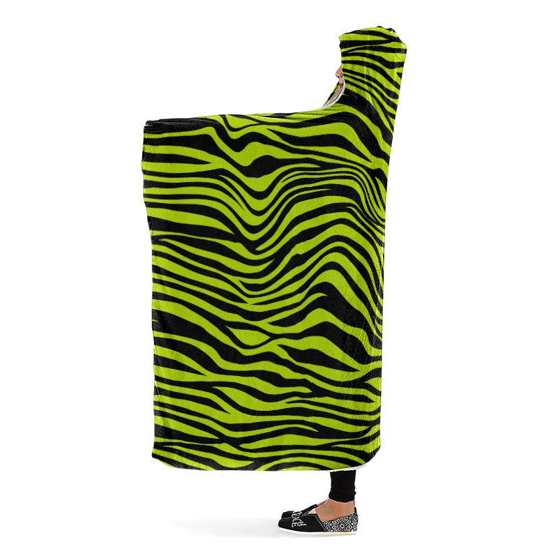 Neon Zebra Hooded Blanket