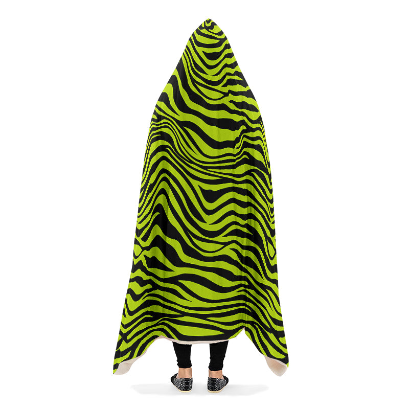 Neon Zebra Hooded Blanket