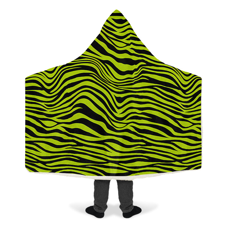 Neon Zebra Hooded Blanket
