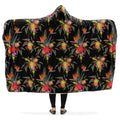 Birds Of Paradise floral-patterned hooded blanket on a black background