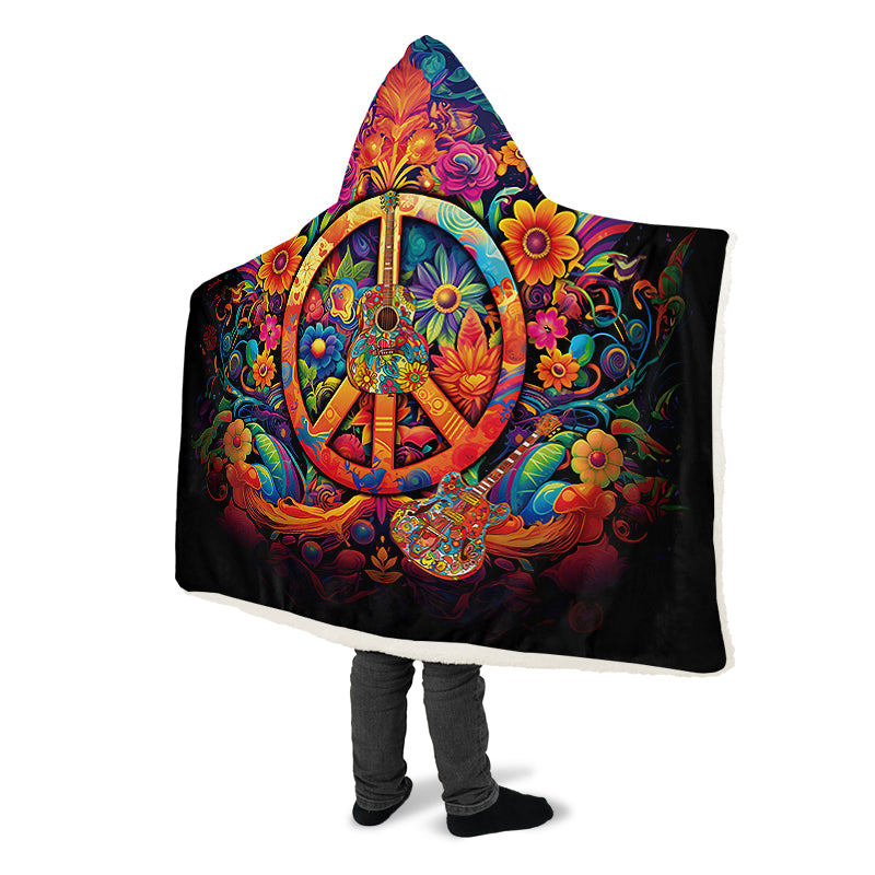 Peace And Music Hooded Blanket