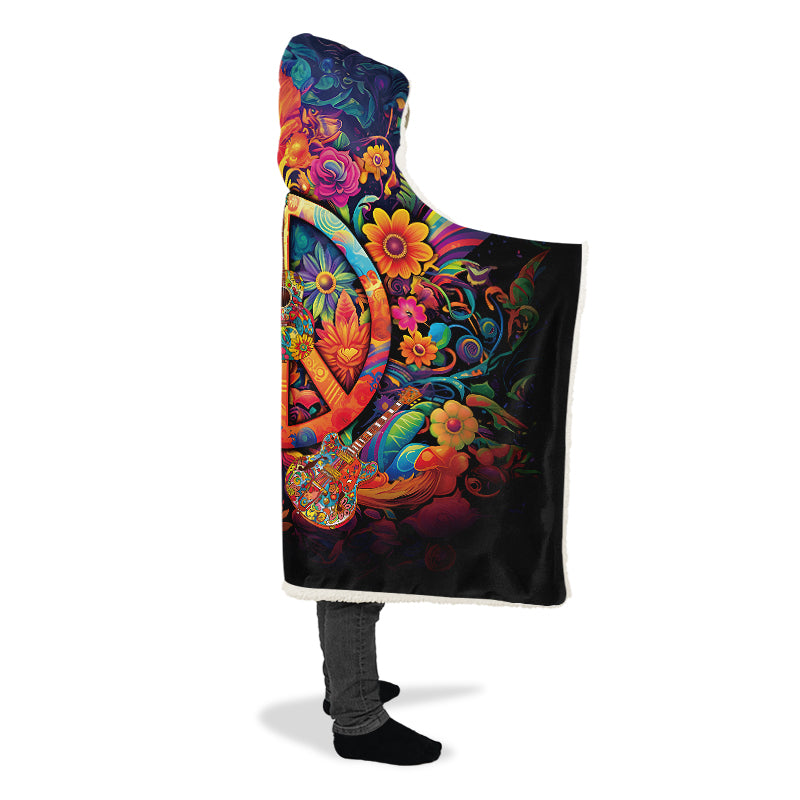 Peace And Music Hooded Blanket