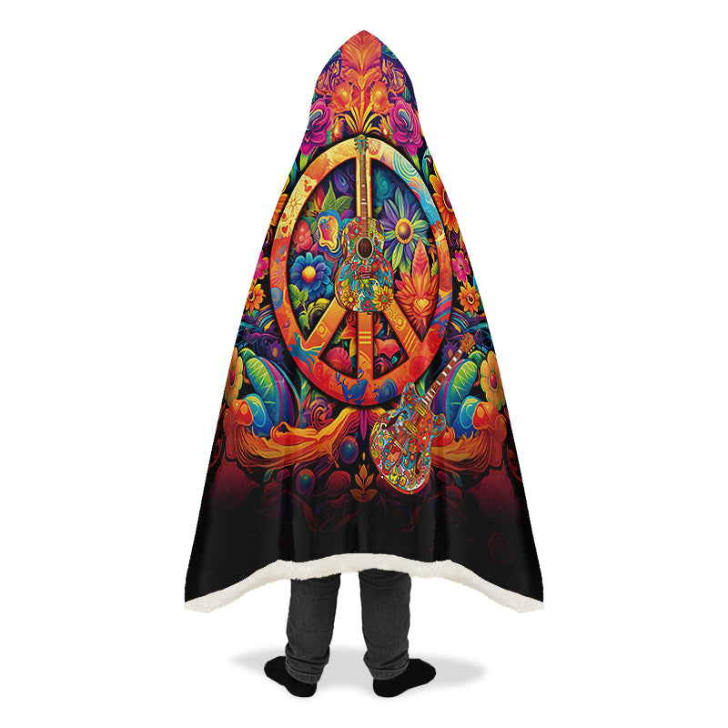 Peace And Music Hooded Blanket