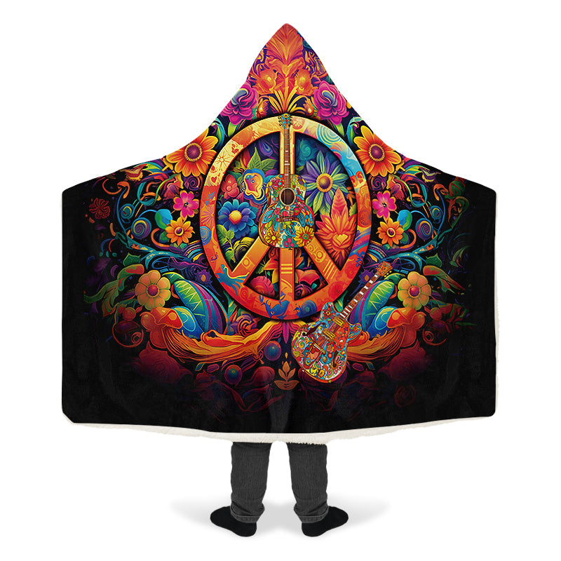 Peace And Music Hooded Blanket