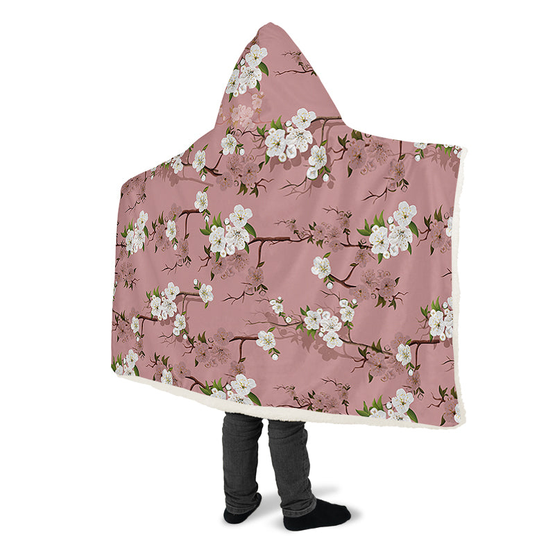 Peach Blossoms Hooded Blanket