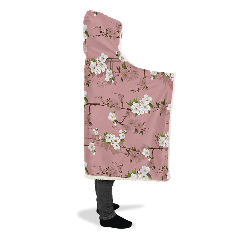 Peach Blossoms Hooded Blanket