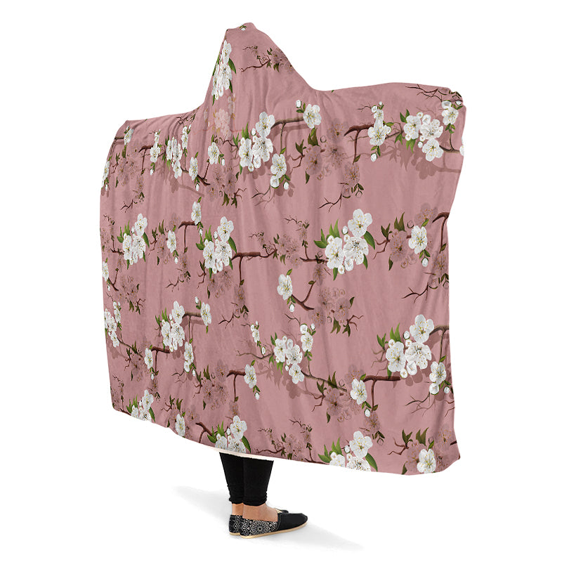 Peach Blossoms Hooded Blanket