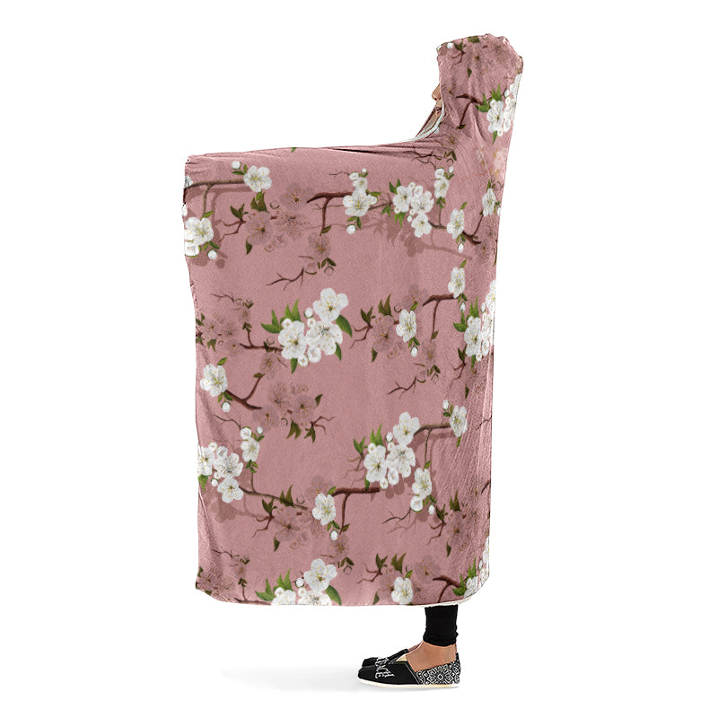 Peach Blossoms Hooded Blanket