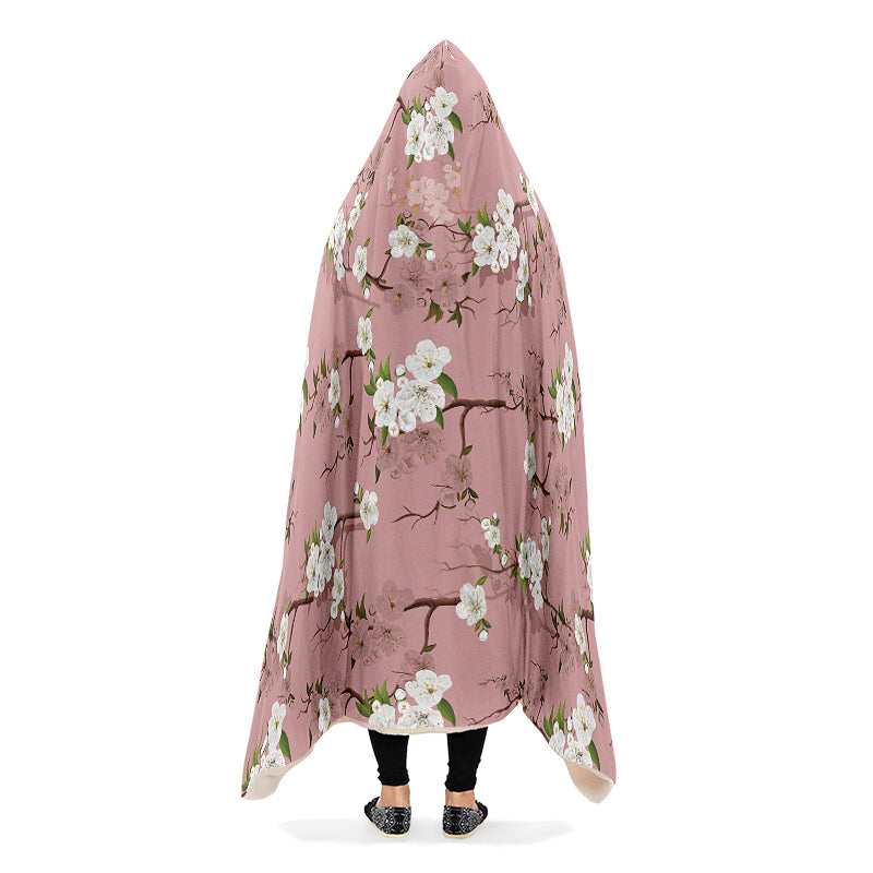 Peach Blossoms Hooded Blanket