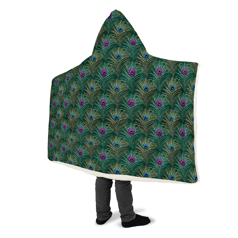 Peacock Feathers Hooded Blanket