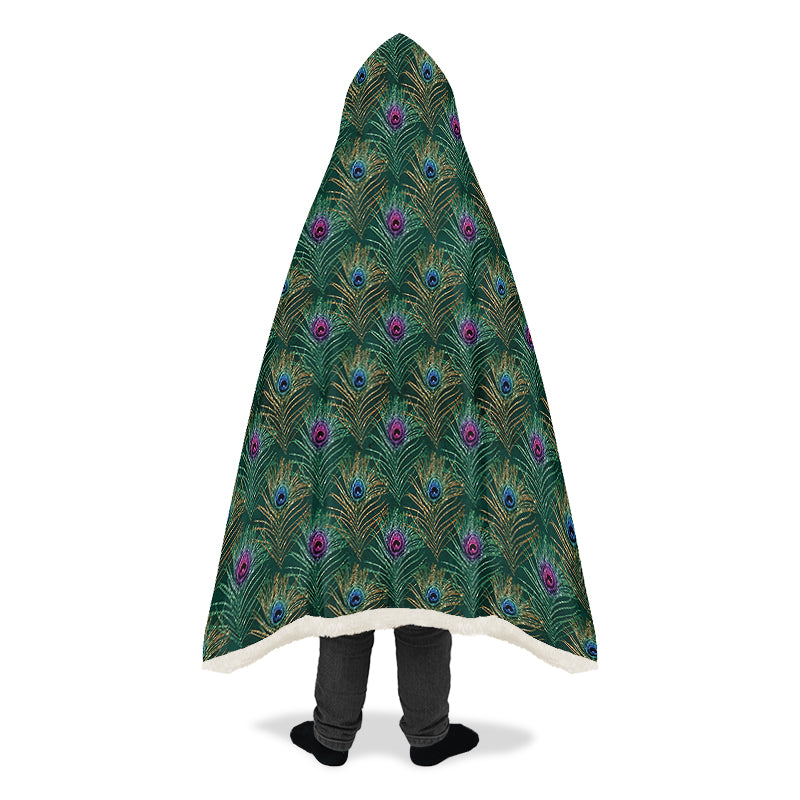 Peacock Feathers Hooded Blanket
