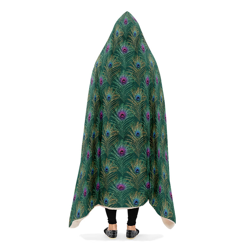 Peacock Feathers Hooded Blanket