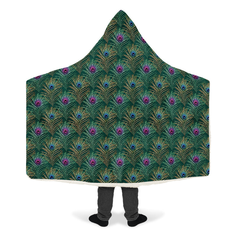 Peacock Feathers Hooded Blanket