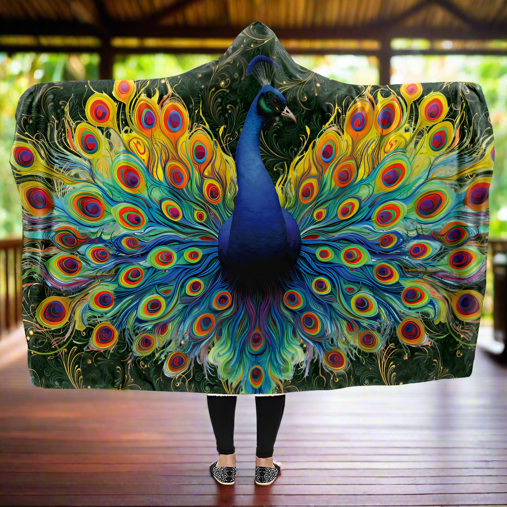 Peacock Hooded Blanket - Offbeat Sweetie