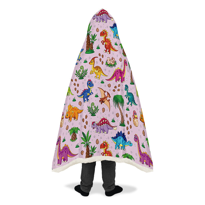 Pink Baby Dinos Hooded Blanket
