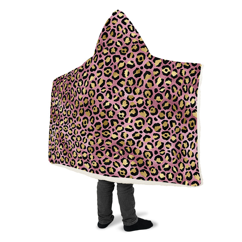 Pink Leopard Hooded Blanket