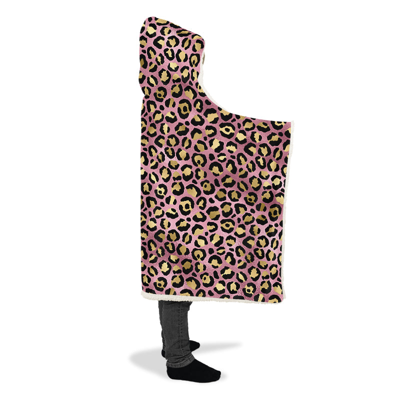Pink Leopard Hooded Blanket