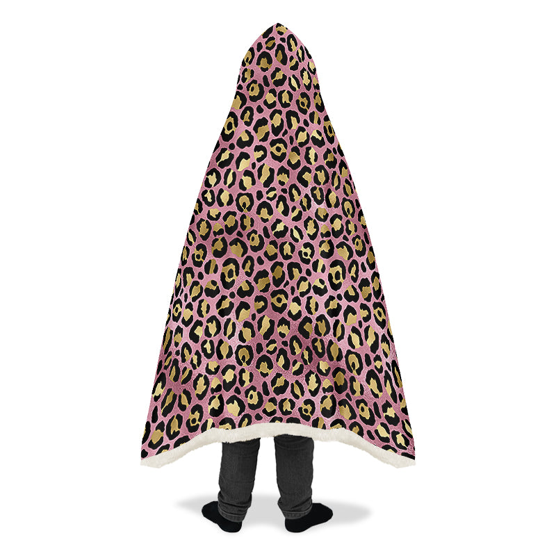 Pink Leopard Hooded Blanket